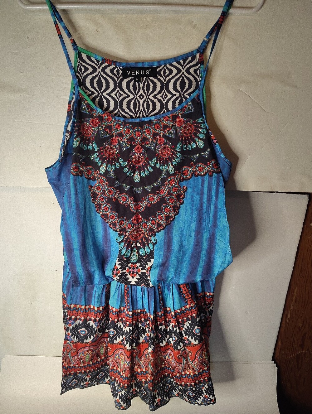 Venus Spaghetti Strap Bohemian Rhinestone Romper Size Medium